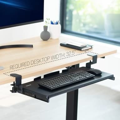 VIVO Large Keyboard Tray Under Desk Pull Out with Extra Sturdy C Clamp Mount System, 27 (33 Including Clamps) x 11 Inch Slide-Out Platform Computer Drawer for Typing, Black, MOUNT-KB05E - Image 2