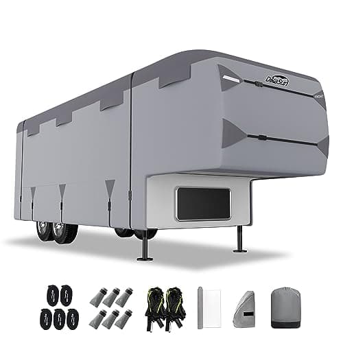 DikaSun 5th Wheel RV Covers 28-31ft Travel Trailer with 7-PLy Layers Windproof Waterproof Toy Hauler Camper Cover Fifth RV Skirting for Winter Protection - Image 1