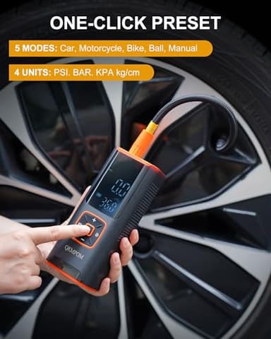 Tire Inflator Portable Air Compressor, 6X Faster 180 PSI Cordless Air Compressor, Air Pump with Pressure Gauge - Portable Tire Inflator for Car, Pickup, Motor, Bicycle, Balls and More - Image 6