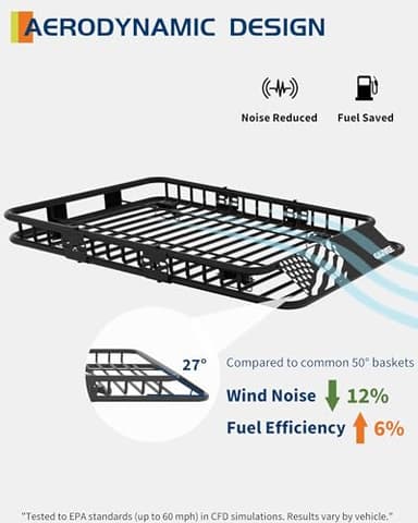 GarveeLife 46" x 36" Universal Roof Rack Carrier Basket, 200 Lbs Capacity Rooftop Cargo Rack, Car Top Luggage Holder Basket Heavy Duty for SUVs, Trucks, Vehicles - Image 3