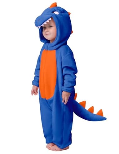 Spooktacular Creations Halloween Dinosaur Pajama, Baby Dinosaur Costume Blue Toddler Hooded Jumpsuit, Dragon Zip-up Pajama Jumpsuit for Baby Boys Girls Halloween Costume Cosplay Themed Parties - Image 6