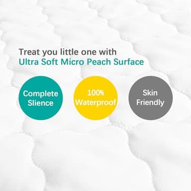 Bassinet Mattress Pad Cover Waterproof, Fits 19" x 33" Baby Delight, YADAQE, KoolaBaby, Angelbliss, Cowiewie, Maxi COSI, Dream On Me Skylar/Lotus and BabyBond Bedside, Ultra Soft, 2 Pack - Image 3