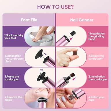 Haroopet Electric Foot Callus Remover, 2in1 Rechargeable Foot File Callus Remover for Feet, 9 Speeds Foot Scrubber Dead Skin Pedicure Tools for Feet Heel Scraper for Cracked Heels with Sandpaper Discs - Image 7