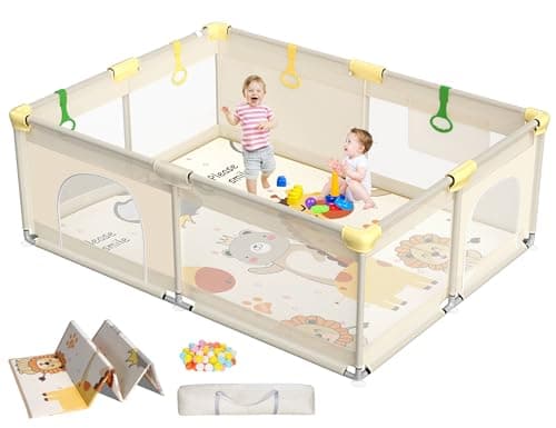 CoziBB Baby Playpen with Mat, 71" × 59" Extra Large Playpen for Toddler, Play Yard, Baby Fence Play & Sleep Area for Indoor & Outdoor - Image 1