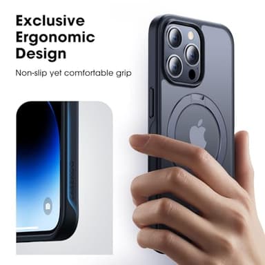 CASEKOO Designed for iPhone 14 Pro Case with Magnetic Invisible Stand [Military Drop Protection] [Compatible with MagSafe] Shockproof Slim Matte Translucent Pro Case 6.1 Inch, Black - Image 8