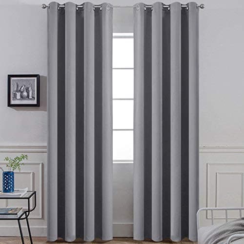 Yakamok 96 Inches Thermal Insulated Gray Blackout Curtains Room Darkening Window Drapes with 8 Grommets,52 Inch Width, Set of 2, 2 Tie Backs Included - Image 1