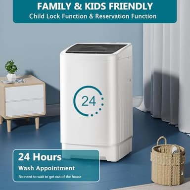 Full Automatic Washing Machine, 1.6 Cu. Ft Portable Washer and Dryer Combo with 8 Programs, 10Lbs Top Load Electric Laundry Machine with Stainless Steel Drum for Apartment RV Dorm, Included Drain Hose - Image 3