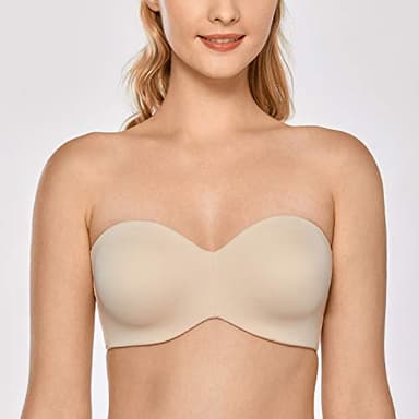 DELIMIRA Women's Strapless Bra Unlined Underwire Minimizer Plus Size Support Beige 38C - Image 3