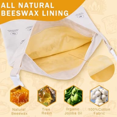 2-Pack Reusable Beeswax Bread Bags for Sourdough & Homemade Bread,Cotton Waxed Bags Keeps Fresh Longer(Amber Wheat) - Image 5