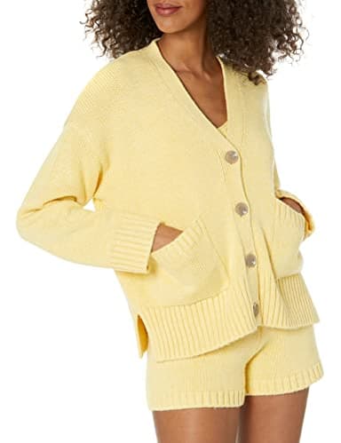The Drop Women's Brigitte Cotton Blend Chunky Cardigan, Butter, M - Image 1