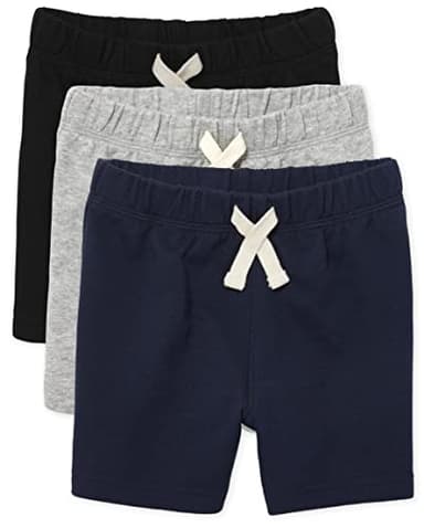 The Children's Place Baby Boys and Toddler Boys French Terry Shorts, Black/Smoke Gray/New Navy, 2T - Image 1