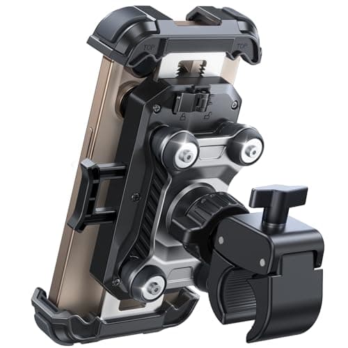 JOYROOM Motorcycle Phone Mount Holder - [Dual Vibration Dampener] 150mph Anti-Shock Phone Holder for Motorcycle [Upgrade Metal Handlebar Clamp] - Bicycle Bike Phone Holder Mount for 4.7-7" Cell Phones - Image 1