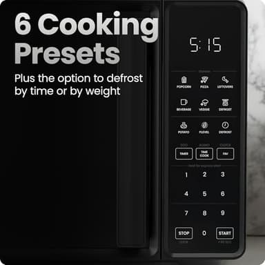 Chefman Countertop Microwave Oven 0.7 Cu. Ft., 700 Watts with 10 Power Levels, 6 Cooking Presets with One-Touch Express Cook, Eco Mode, Child Safety Lock, & Mute Button - Black - Image 3