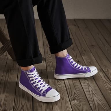 ZGR Men's High Top Canvas Sneakers Lace Up Canvas Shoes Classic Casual Walking Shoes High Top Sneakers for Men (Purple, US8.5) - Image 6