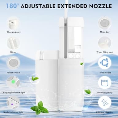 Portable Bidet, 150ml Tank, Peri Bottle for Women with 3 Pressure Modes, 1500mAh Rechargeable Battery for Travel and Postpartum Use, Small and Portable Powerful Travel Bidet - Image 6