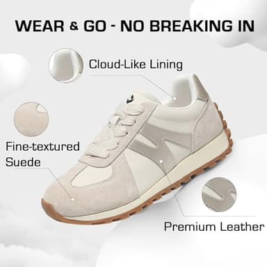 somiliss Wide Toe Box Shoes for Women Microfiber Leather Suede Patchwork Non-Slip Casual Walking Shoes Comfortable Gym Tennis Running Shoes Workout Womens Fashion Sneakers Beige - Image 5