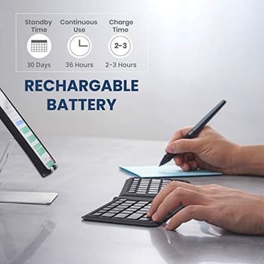 Perixx PERIBOARD-805E US, Wireless Foldable Ergonomic Bluetooth Keyboard, Ultra-Thin X Type Keys, Compatible with iOS, Android, or Windows Smartphone, Tablet, or Laptops, US English - Image 5