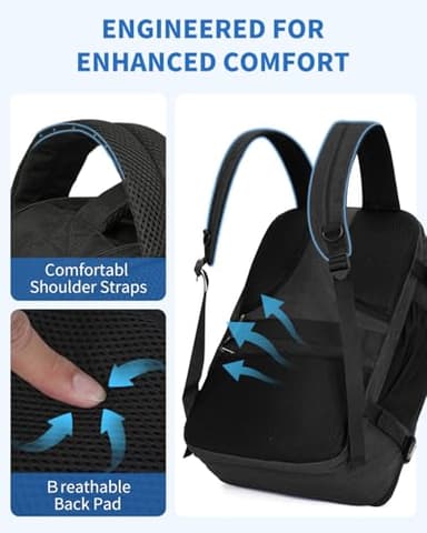 WANDF Travel Backpack For Spirit Airlines Personal Item Bag 18x14x8 with Wet Pocket, 17 Inch Laptop Backpack for Men Women（Black） - Image 6