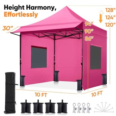 Quictent 10'x10' Heavy Duty Pop up Canopy Tent with Sidewalls, Commercial Grade Instant Shelter with Wheeled Bag for Outdoor, Parties, Markets, 600D PU Coated UPF 50+ Sun Shield - Image 6