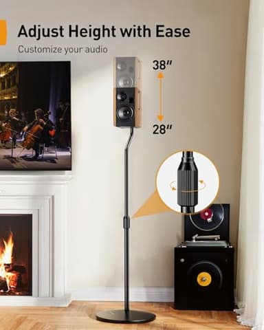 Perlegear Speaker Stand Pair, 28” to 38” Height Adjustable Surround Sound Speaker Stands for Small Bookshelf, Satellite Speakers, and Studio Monitors up to 5lbs, Tool-Free Floor Speaker Stand, PGSS11 - Image 4