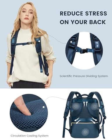 LOVEVOOK Travel Backpack For Women,50L Carry On Backpack Flight Approved,TSA Personal Item Travel Bag Fits 18 Inch Laptop,Business Weekender Overnight Daypack with Toiletry Bag and Cube,Dark Blue - Image 7