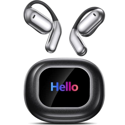 AI Language Translation Earbuds, OWS LCD Touchscreen Real-Time Translator for 144 Languages & Accents Includes Free Subscription Translation Device Earphones for Travel Business Learning, Black - Image 1