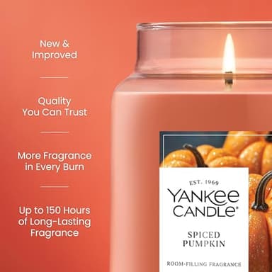 Yankee Candle Spiced Pumpkin, Fall Scented Candle, 22oz Large Jar with up to 150 Hour Burn Time - Image 4