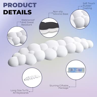 SGEE Ultra-Soft Keyboard and Mouse Wrist Rest for Computer – Pressure Relief Padding, Contoured Shape for Proper Alignment, Anti-Slip Base, Modern Look, Portable, Injury Prevention, Large, White - Image 4