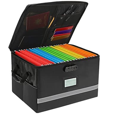 EXLIFBAG File Organizer, Fireproof File Box with Lids, Important Document Organizer Box with Lock, Portable File Folder Organizer with Handle - Image 1
