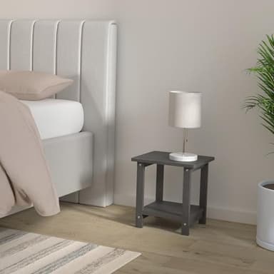 LUE BONA Adirondack Outdoor Side Table, 2-Tier Black HDPS Patio End Table Weather Resistant, Morden Side Table for Patio, Pool, Porch - Image 2