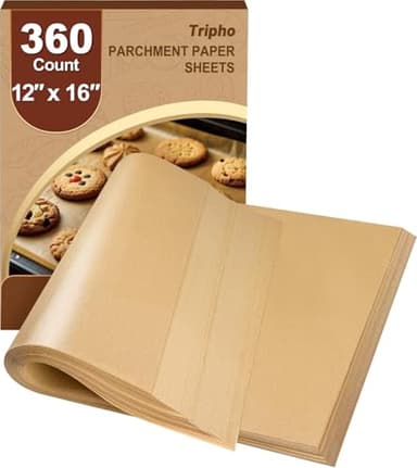 360 Count 12"x 16" Heavy Duty Parchment Paper Sheets for Baking, No-Stick & No-Leak Unbleached Baking Paper, Pre-cut Half Parchment Paper Sheets for Oven, Air Fryer, Microwave - Image 1