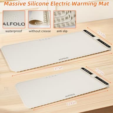 Food Warmer Mat for Buffet Electric Warming Trays for Party Food Trays Food Warming Mats for Countertop with 9 Temp. 104-248℉,8s Fast Food Heating Pad 6 Timers Roll up Silicone Warming Mat 24x15 - Image 5