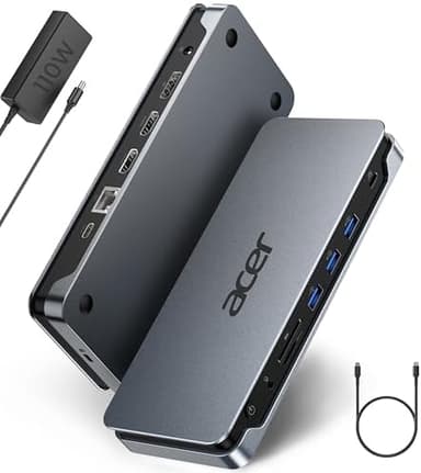 Acer Premium 13-in-1 Docking Station with 110W PD & Triple Monitor Support | Dual 4K HDMI and DP,5Gbps USB A/C,Gigabit Ethernet,Security Lock | Laptop Docking Station for Windows/Dell/HP/Lenovo/Asus - Image 3