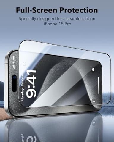 ESR 3 Pack for iPhone 15 Pro Privacy Screen Protector, Military Grade Shatterproof, 9H Hardness, Anti-spy Tempered Glass with UltraFit Tray - Image 7