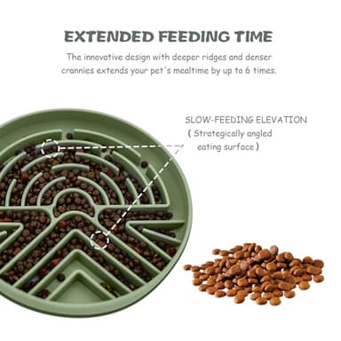 Lesipee Slow Feeder Dog Bowl for Large & Small Pets, Anti Choking Puzzle Dog Food Bowl with Non-Slip Base, Interactive Pet Slow Eating, Silicone Cat Feeder for Puppies & Cats(Grey Green) - Image 3