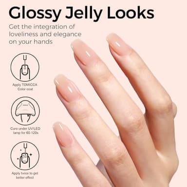 TOMICCA Nude Gel Nail Polish, 15ml Jelly Gel Polish, Translucent Quick Dry, Soak Off UV Neutral Light Gel Polish Colors Long Lasting Nail Art Manicure - Image 3
