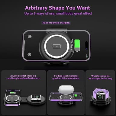 UCOMX Nano Mini Magnetic 2 in 1 Wireless Charger,Traveler Wireless Folding Charging Station,Compatible for iPhone 12/13/14/15/16Pro Max,AirPods Pro,iWatch Ultra,Travel Charger for Multple Devices - Image 8