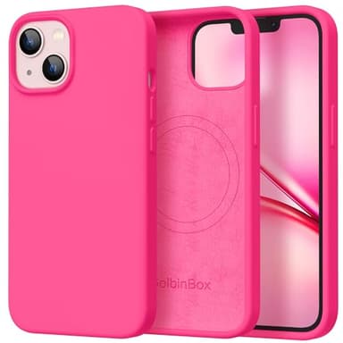 GolbinBox Magnetic for iPhone 13 Case & iPhone 14 Case, Compatible with MagSafe, [Soft Anti-Scratch Microfiber Lining], Slim Liquid Silicone Shockproof Protective Phone Case 6.1 inch, Hot Pink - Image 1