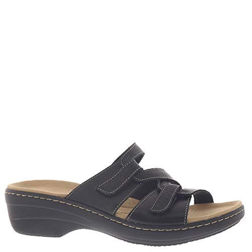 Clarks Collection Women's Merliah Karli Wedge Sandal, Black Leather, 8 Medium US - Image 1