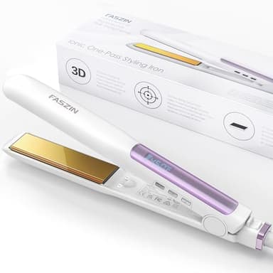 Faszin Hair Straightener, Fast Heat Titanium Flat Iron with Negative Ions to Create Sleek Style, 2 in 1 Straightener and Curler Dual Voltage Styling Tool for Professional Salon Straighten/Curl/Wave - Image 1