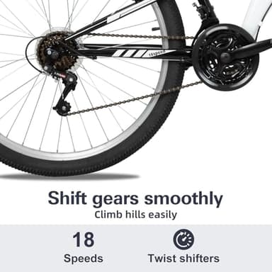 WEIZE Mountain Bike, 27.5 inch Outdoor Cycling Bike,18-Speed/High-Carbon Steel/Dual Full Suspension, Adjustable Ergonomic Seat for Men Women Adult, MTB Bicycle with Suspension Fork (White) - Image 2