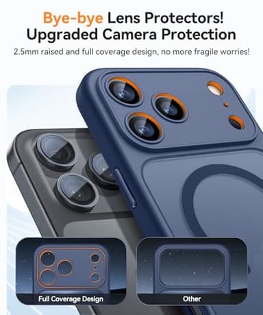 CANSHN Magnetic Compatible with iPhone 17 Pro Max Case, Upgraded [Full Camera Protection] [Compatible with Magsafe] [Translucent Matte] Shockproof Protective Phone Cover 6.9 Inch - Deep Blue - Image 3