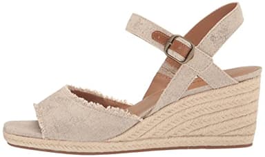 Lucky Brand womens Mindra Wedge Sandal, Natural/Platino, 7.5 Wide US - Image 8
