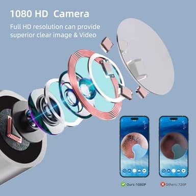 Ear Wax Removal, Earwax Remover Tool with 8 Pcs Ear Set, Ear Cleaner with Camera, Earwax Removal Kit with Light, Ear Camera with 4 Ear Spoon, Ear Cleanning Kit for iOS & Android (White) - Image 2