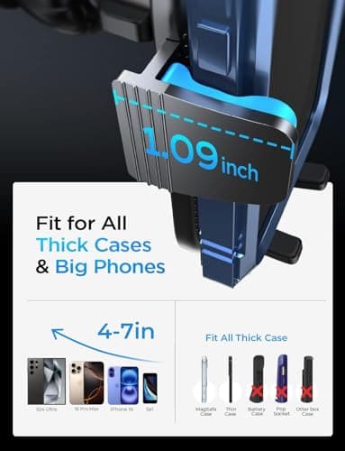 LISEN for iPhone 17 Mount for Car Vent [Never Blocking] 360 Rotatable Car Phone Holder Air Vent Clip Hands Free Cellphone Car Mount for iPhone 17 Pro Max Plus 17 pro max 16 15 Samsung Android, Black - Image 8