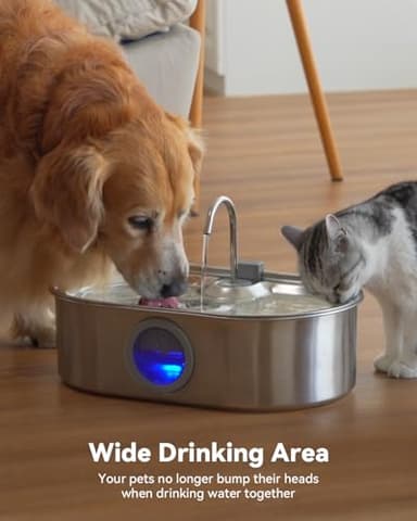 3.4Gal Dog Water Fountain for Large Dogs, 13L Stainless Steel Large Pet Fountain with Deeper & Wider Drinking Area, Automatic Dog Water Bowl Dispenser with Water Window & LED, Super Quiet - Image 5