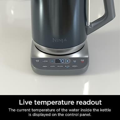 Ninja KT200BL Precision Temperature Electric Kettle, 1500 watts, BPA Free, Stainless, 7-Cup Capacity, Hold Temp Setting, Blue Stainless - Image 3