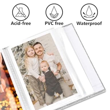 Vienrose Small Photo Album 4x6 holds 100 Photos 2 Pack, Mini Baby Photo Album Linen Cover for Gifts Wedding Family, Black - Image 4