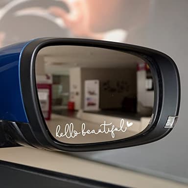 3 x Hello Beautiful Rearview Mirror Decal, Vanity Mirror Stickers, Rear View Mirror Vinyl Decor, Car Accessories Gifts, Car Decor for Women, Car Window Decal, Self Affirmations Stickers - Image 5