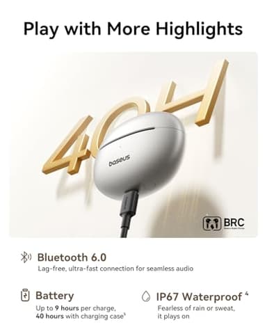 Baseus Bowie MC1 Pro Open Ear Clip-On Headphones, Hi-Res LDAC & HiFi4 Acoustic Sound, 5g Ultra-Lightweight Comfort, SuperBass 2.0, DNN 4-Mic AI Clear Calls, IP67 Waterproof, Bluetooth 6.0 (Titanium) - Image 8
